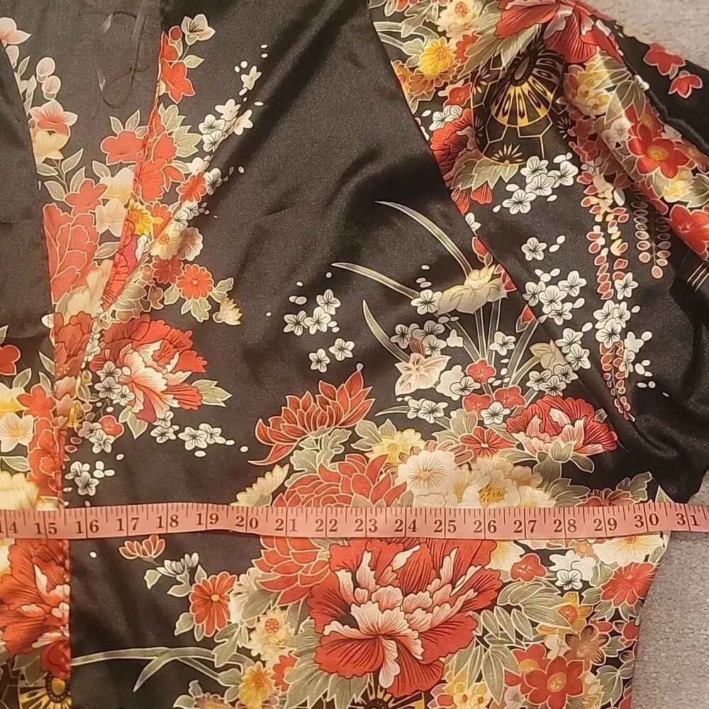Steve Madden Black and Multicolor Kimono one Size